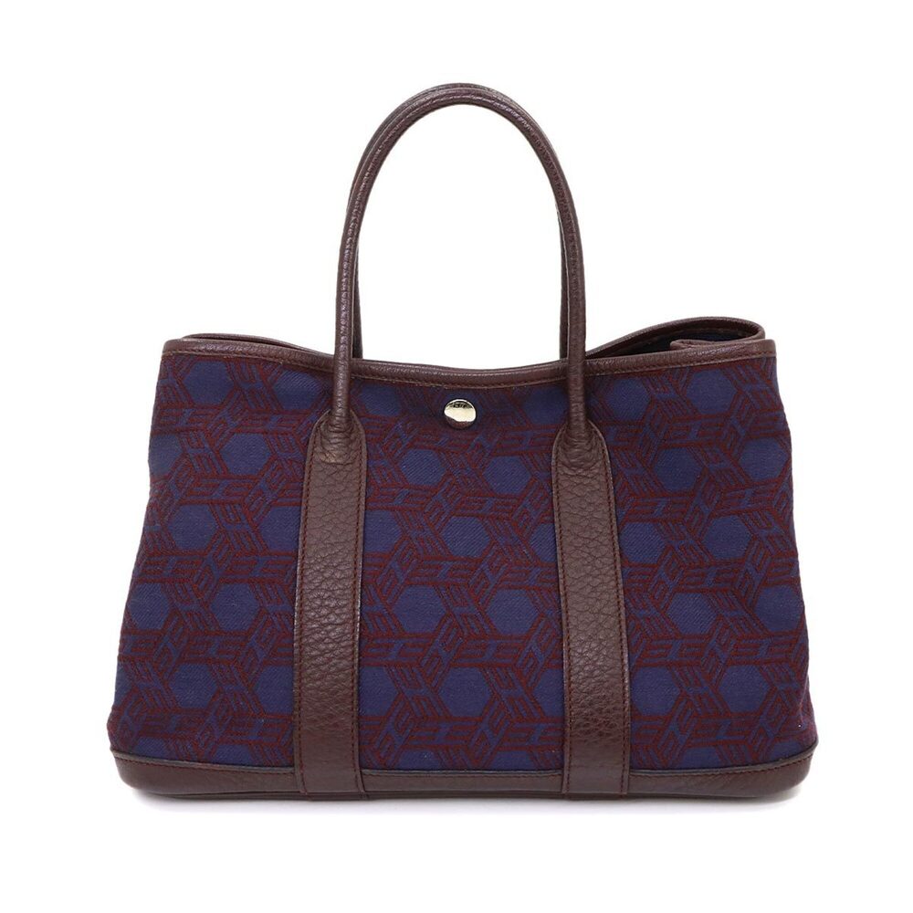Hermes Garden Party TPM Tote Handbag, Toile Sou H, Negonda, Bordeaux, Navy, □...